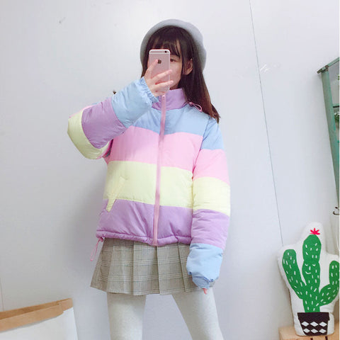 Oversized Rainbow Coat Parkas