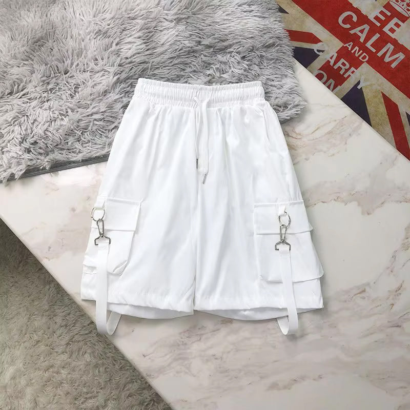 Hip Hop Elastic Waist Cargo Shorts