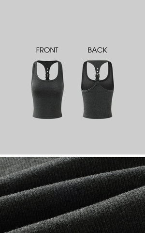 Sculpted Rib Tank Top with Harness Back Detail