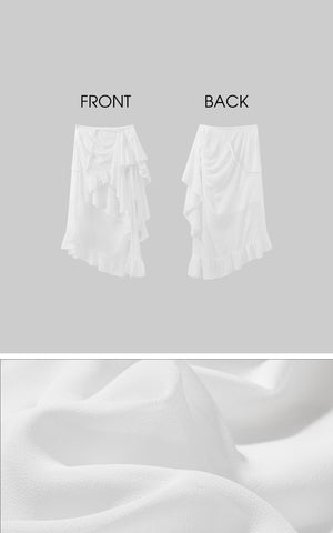 Layered Asymmetric Midi Skirt in Mixed Textures