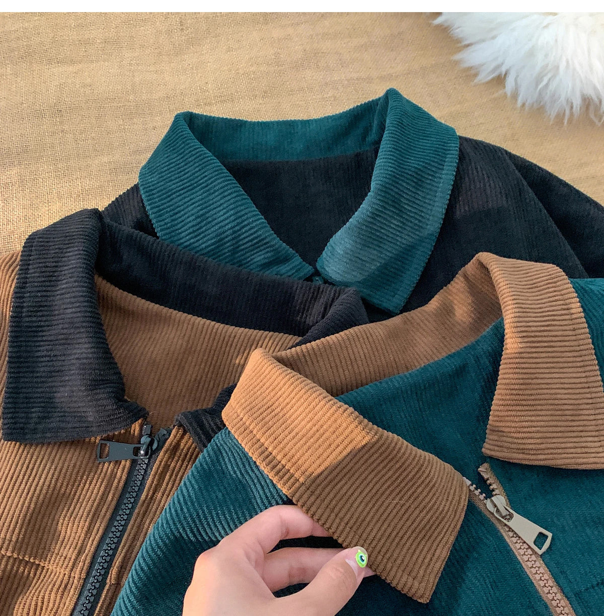 Loose Trendy Lapel Collar Corduroy Jacket
