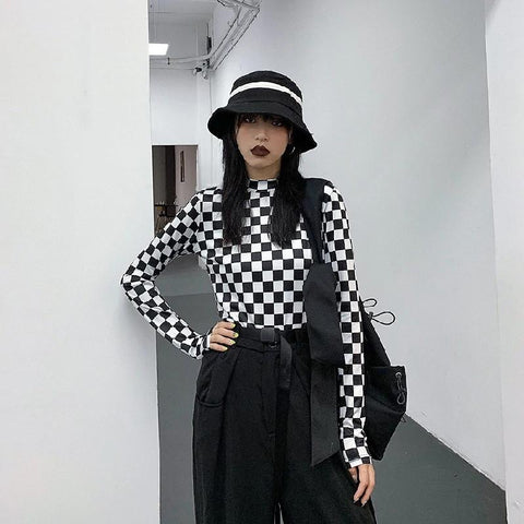 Vintage Checkerboard Long Sleeve Shirt