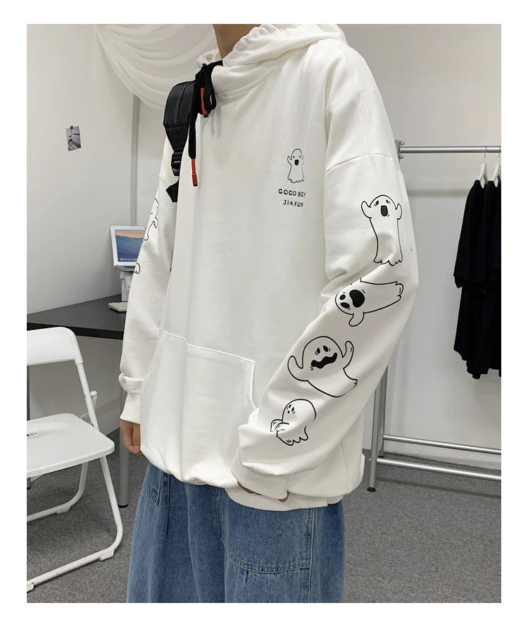 Cute Ghost Sleeve Printed Hoodie