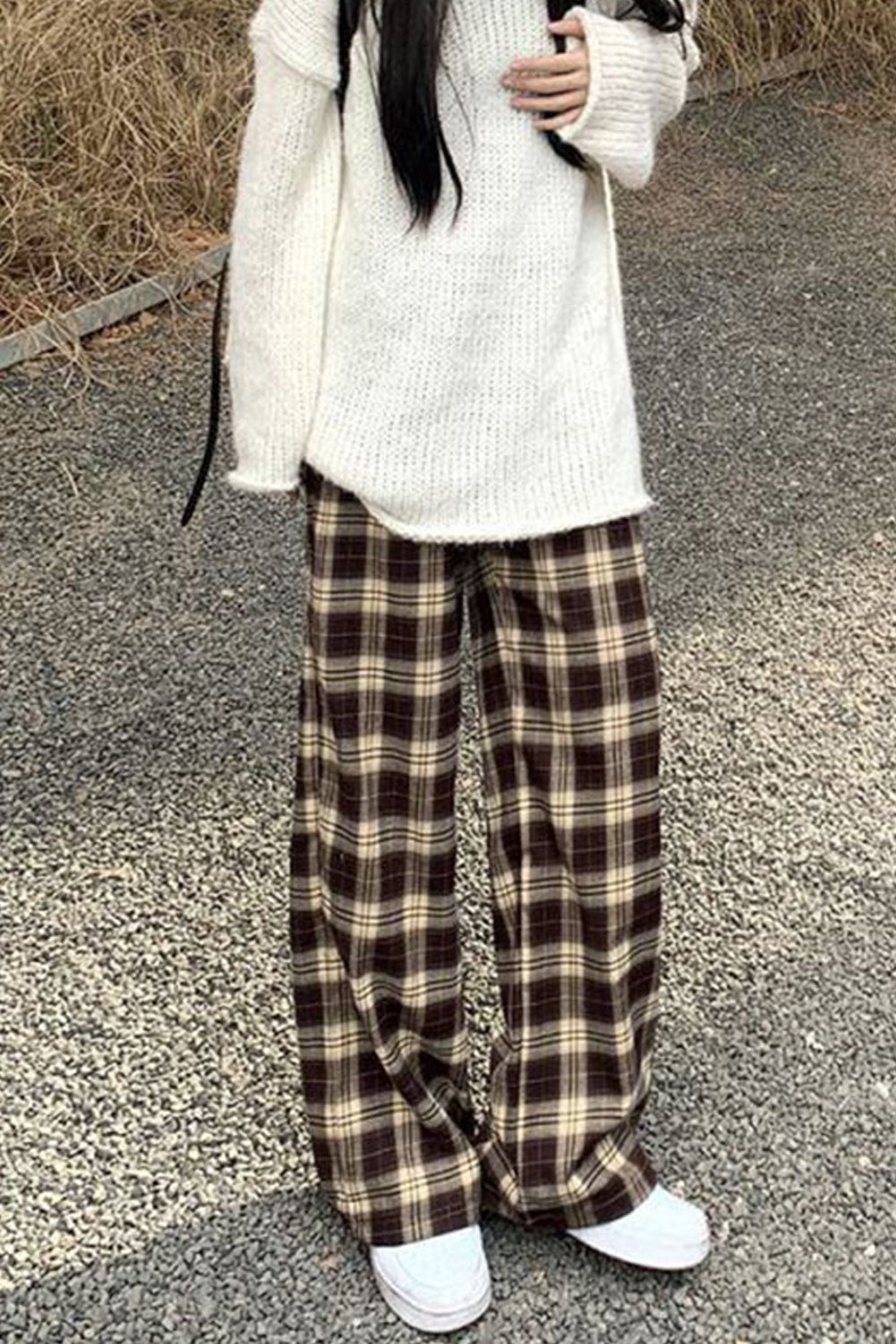 Loose Hip Hop Coffee Plaid Pants