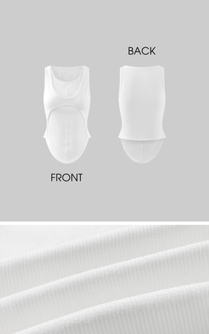 Deconstructed Layered Tank Top with Cutout Back Design