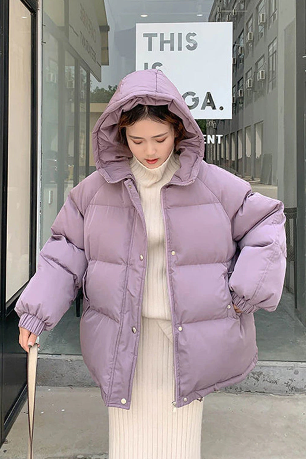 Solid Warm Hooded Parkas Coat Jacket