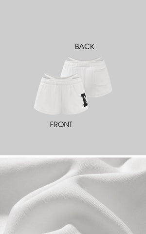 Low Waist Layered Shorts with Bold Letter Patch