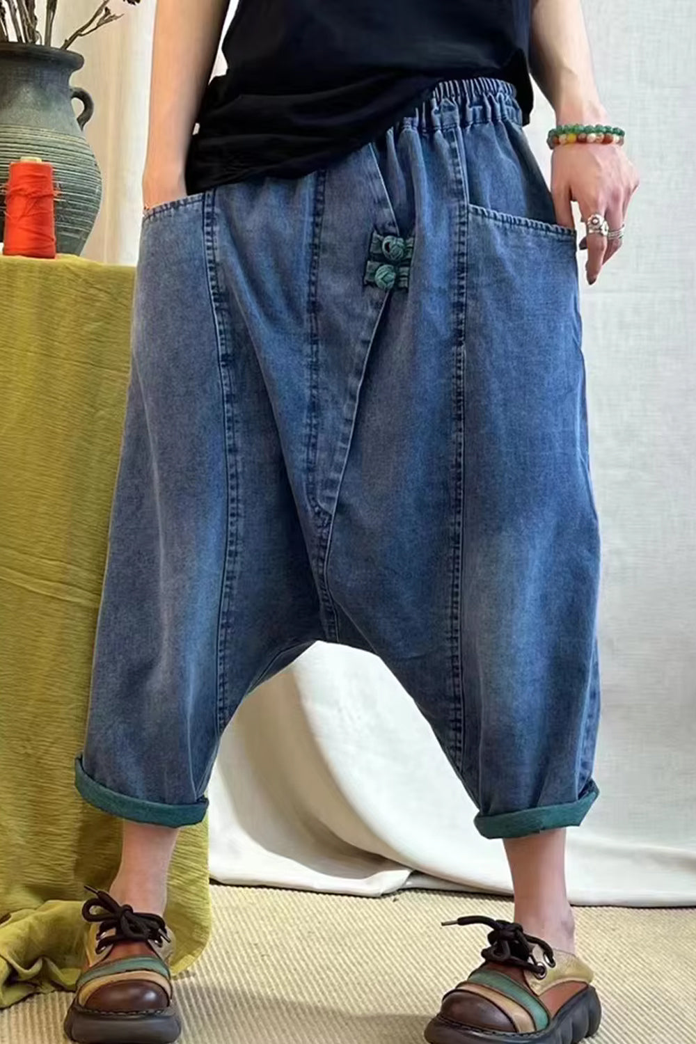 Casual Retro Women Harem Jeans Pants
