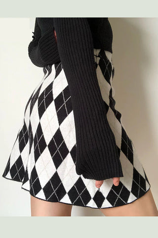 Argyle Pattern Casual Mini Skirt