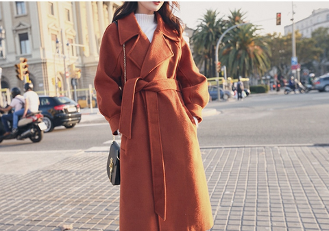 Adjustable Belt Wool Coat