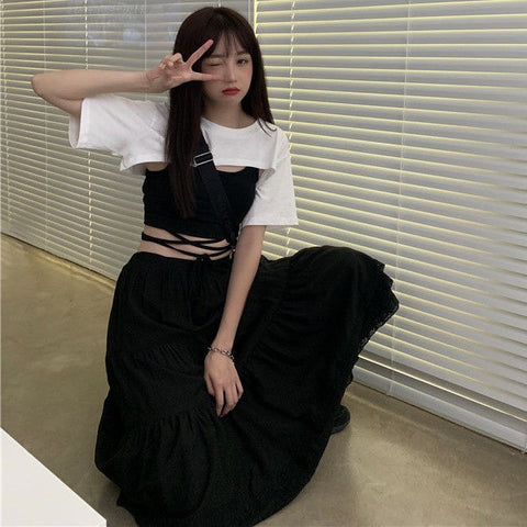 Belted Camis With Cropped Slim Shirt