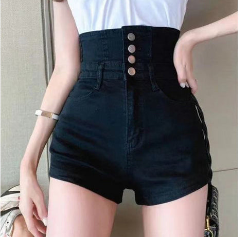 High Waist Back Bandage Tie Shorts Jeans