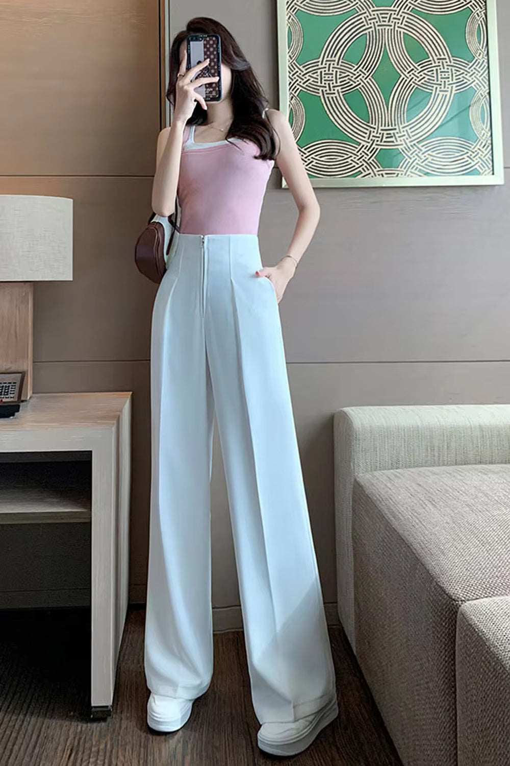 High Waist Zipper Loose Office Pants