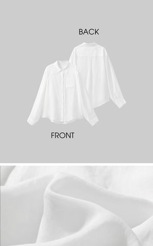 Relaxed-Fit Sheer White Shirt with Patch Pocket