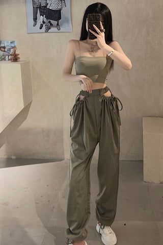 Rope Waist Casual Jogger Sweatpants
