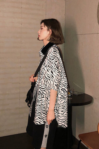 Zebra Art Pattern Loose Blouse Shirt