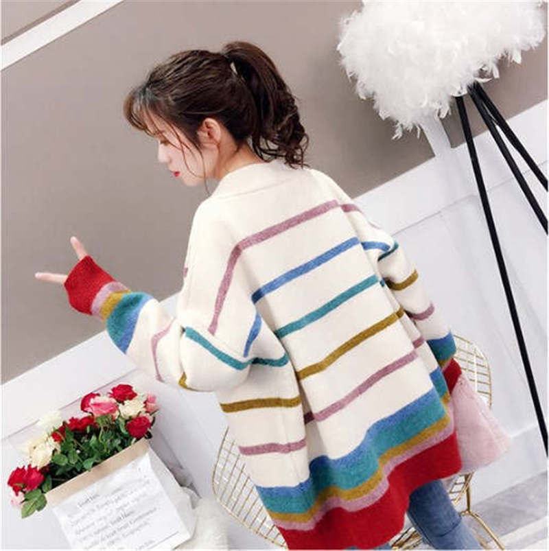 Loose Colorful Striped Cardigan