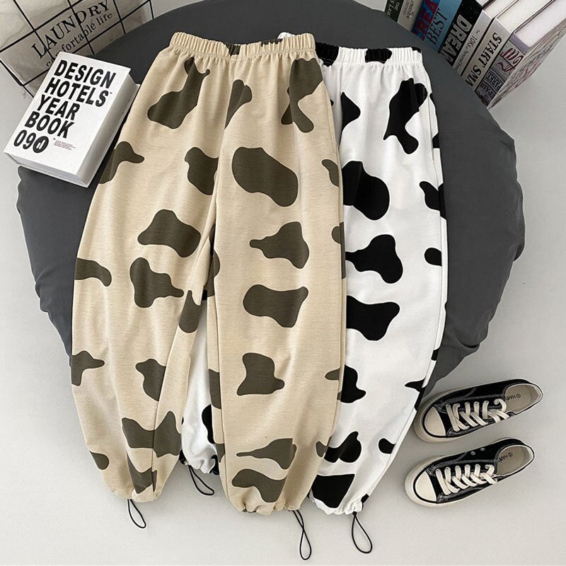 Milk Cow Printed Wide Leg Sweatpants