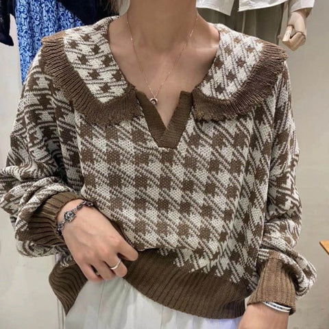 Geometrischer Strickpullover im Vintage-Stil