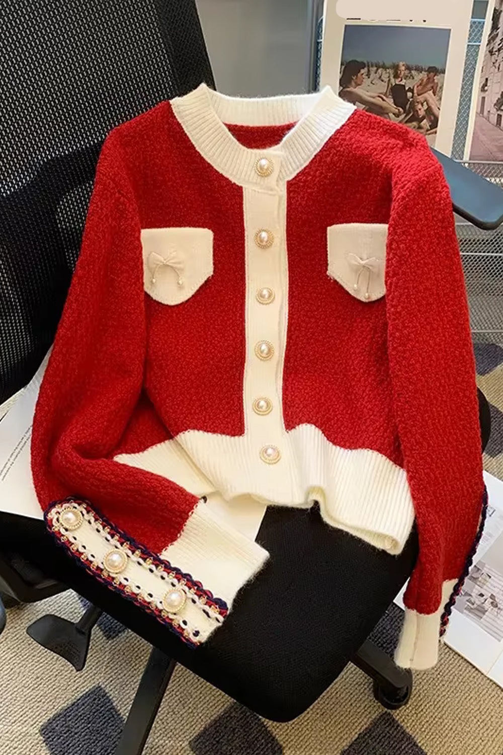 Long Sleeve Sweet Bow Elegant Cardigan Sweater