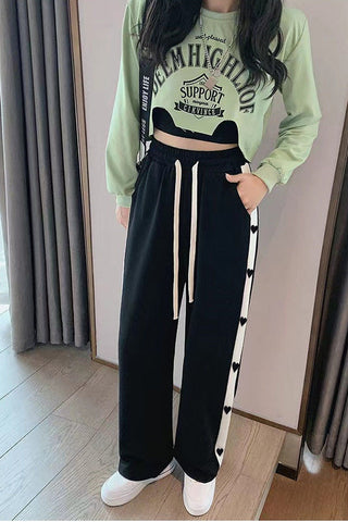 Love Side Pattern Casual Long Sweatpants