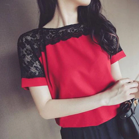 Lace Blouse Short Sleeve Shirt