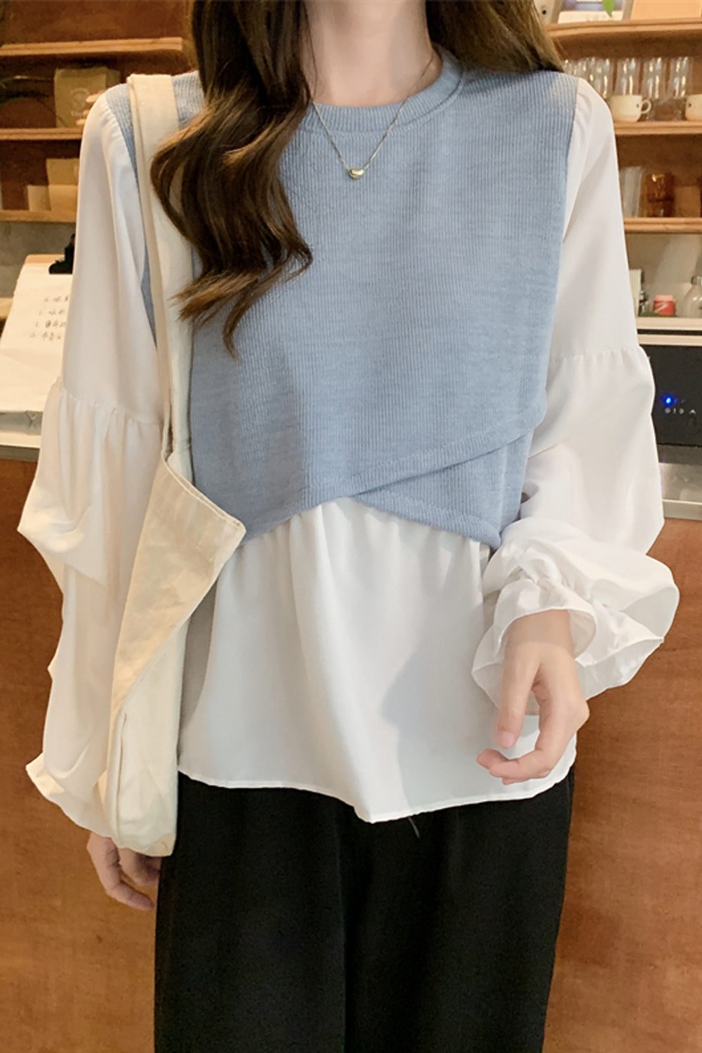 Long Sleeve Two Style Elegant Office Blouse Shirt