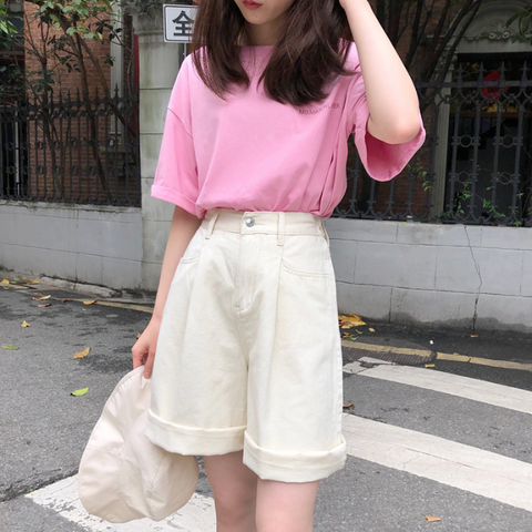 Wide Leg Solid Color Shorts Pants