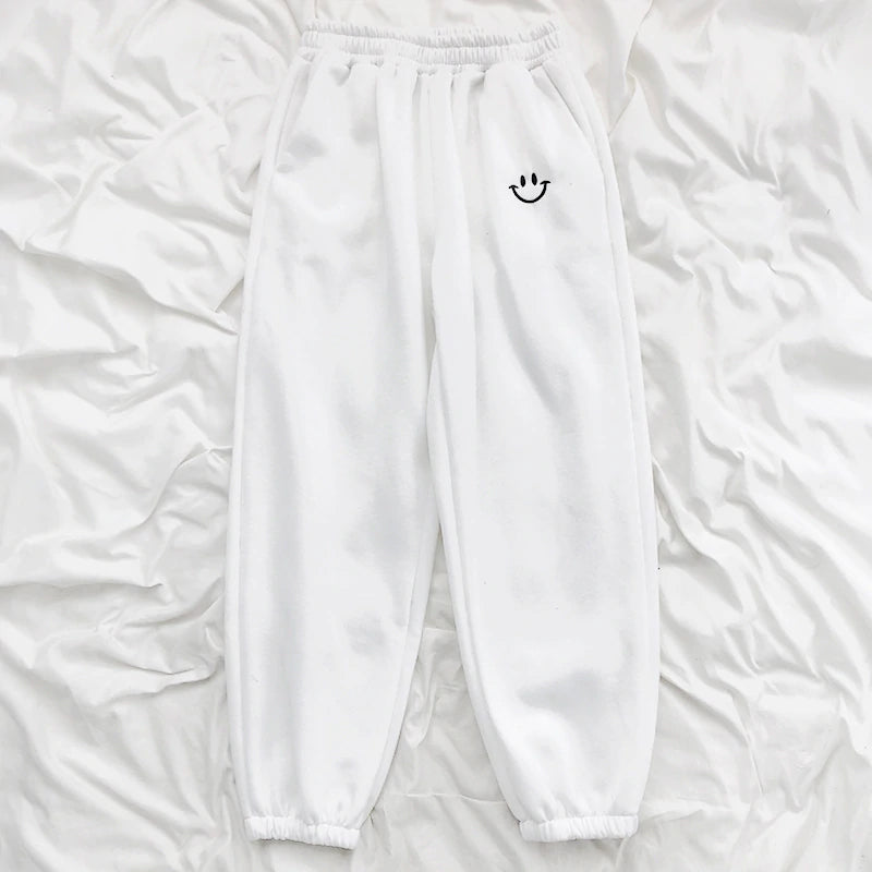 Smiley Face Embroidery Sweatpants