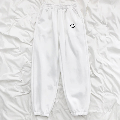 Smiley Face Embroidery Sweatpants