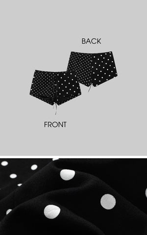 Mixed Dot Print Drawstring Shorts with Graphic Cut