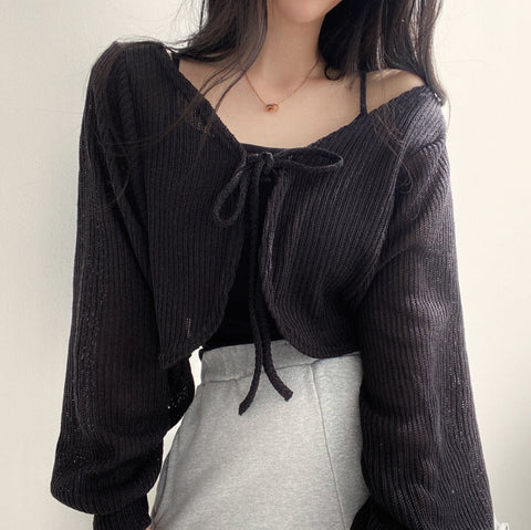 Front Tie Style Basic Elegant Sweater