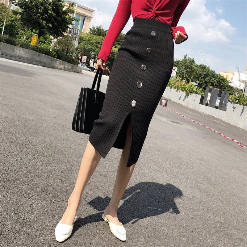 Elastic Waist Bodycon Knitted Skirt