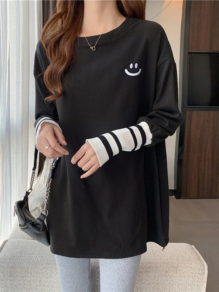 Long Sleeve Smile Emoticon Casual Shirts