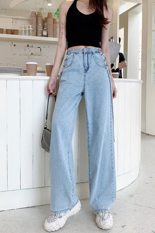 Vintage Chains Hollow Out Long Jeans Pants