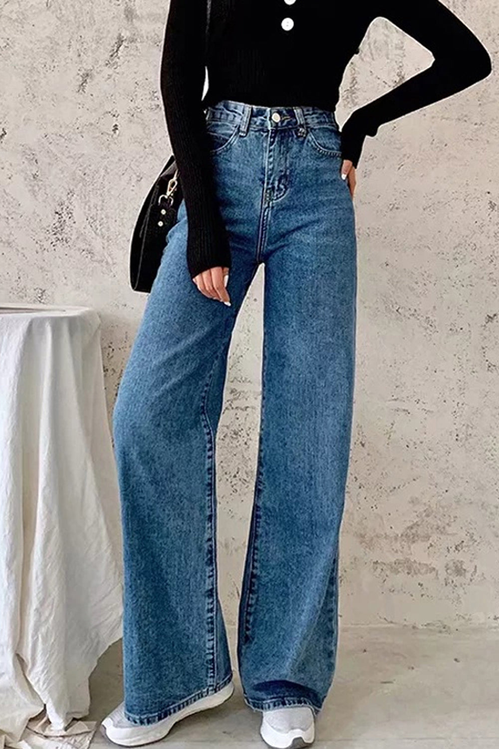 High Waist Loose Wide Leg Retro Jeans Pants