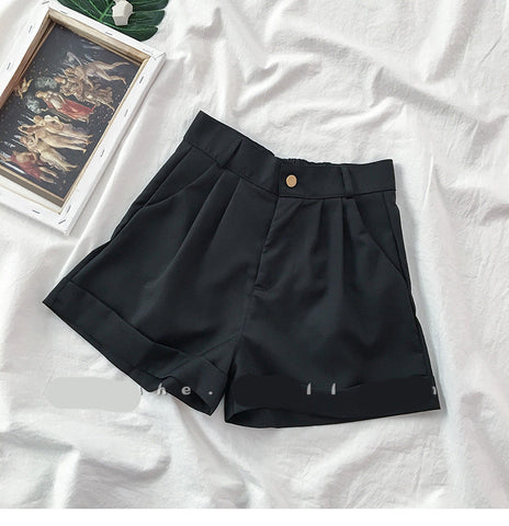 Lässige, elegante Basic-Shorts mit weitem Bein fürs Büro 