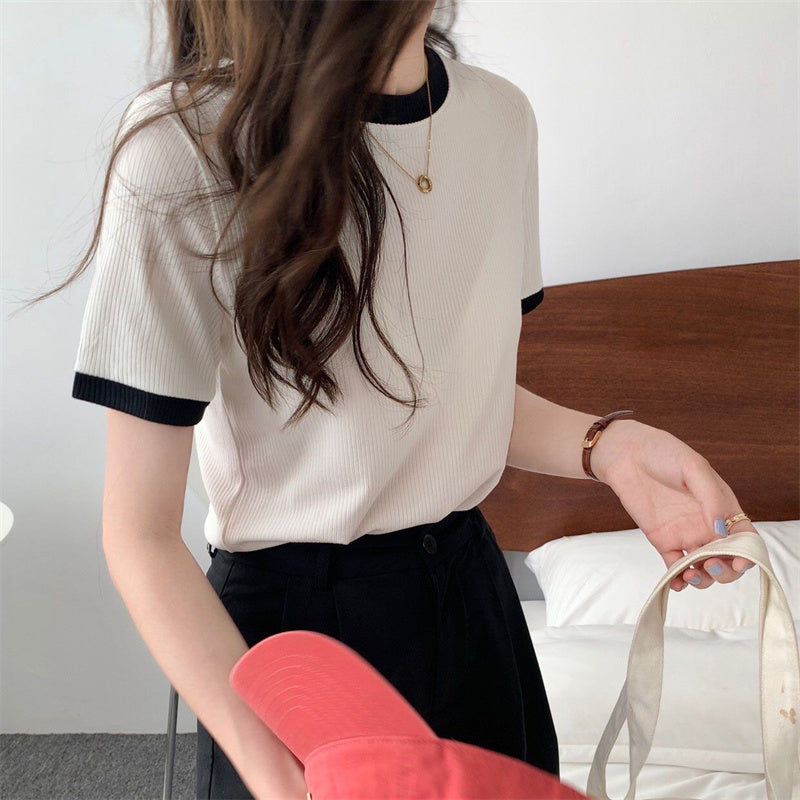 Short Sleeve Elegant Colors Ringer Shirt