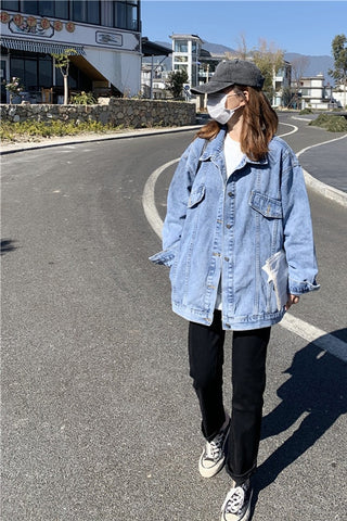 Vintage Simple Loose Denim Jeans Jacket