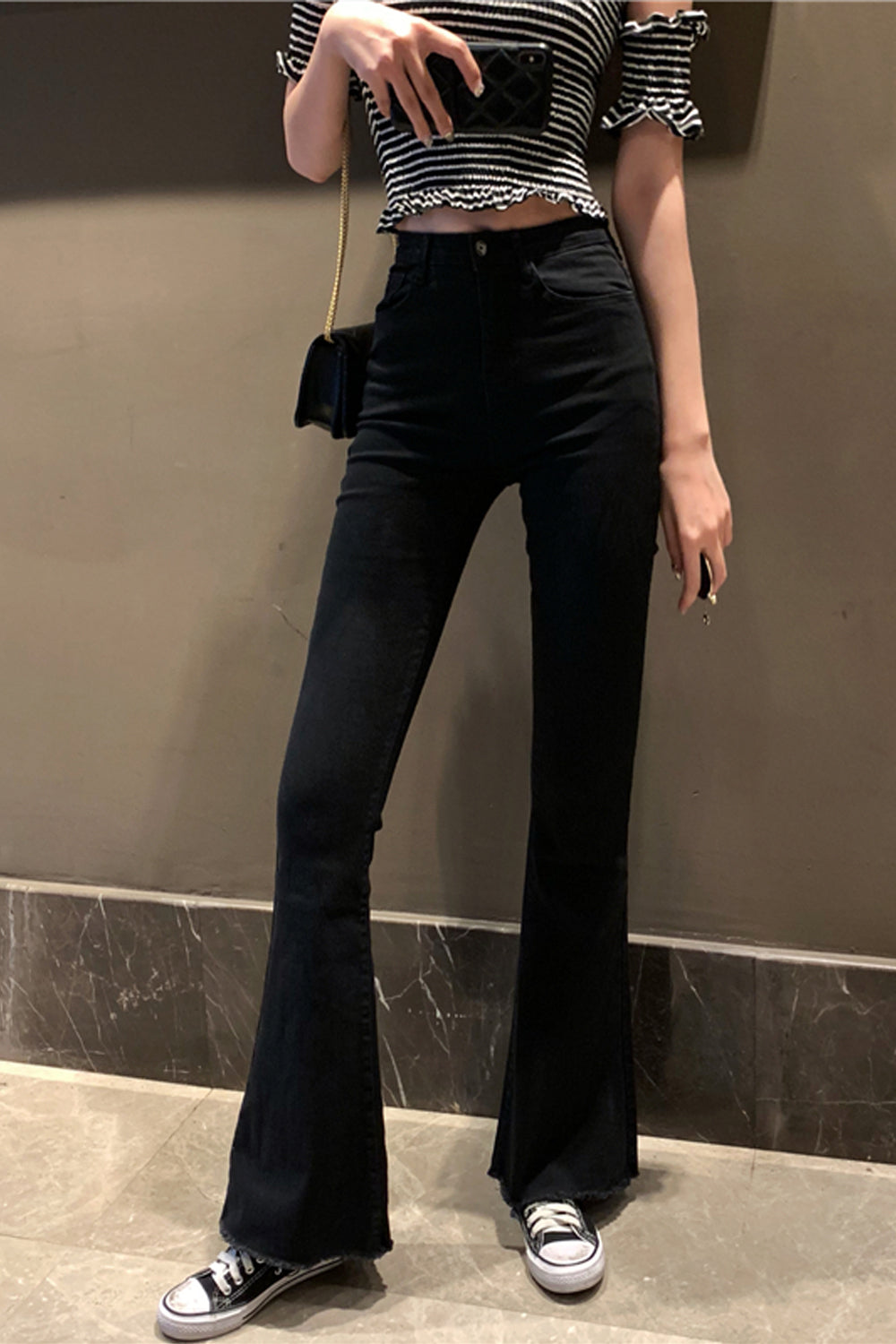 High Waisy Skinny Flare Jeans Pants