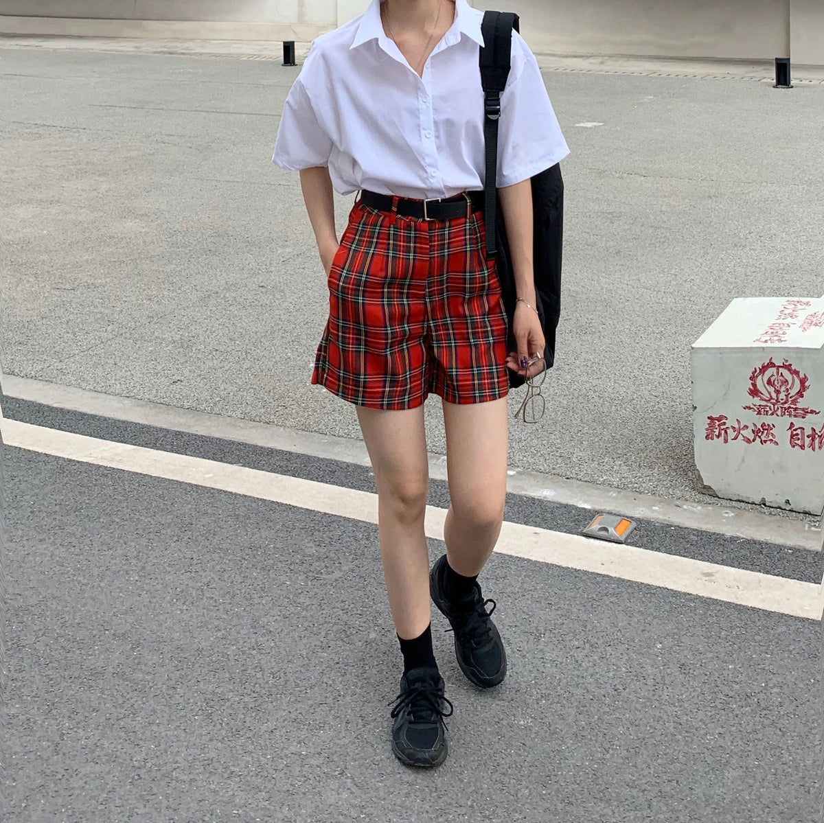 High Waist Casual Red Plaid Sexy Summer Shorts