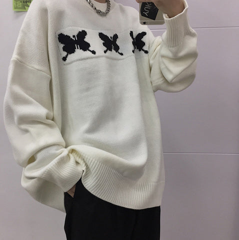 Butterfly Embroidered Loose Sweater