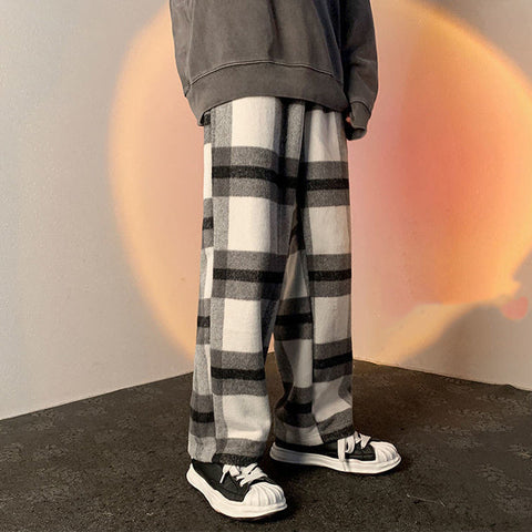 Loose Hip Hop Woolen Plaid Pants