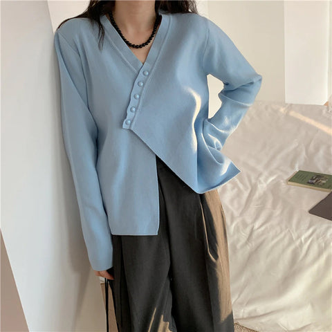 Irregular Button Loose Cardigan Sweater