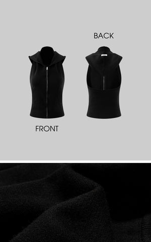 Knit Zip Hooded Vest