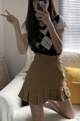 High Waist Sexy Pleated Mini Skirts