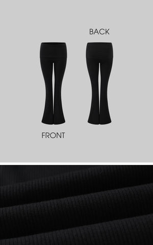 Ribbed Knit Flared Pants & Cropped Camisole Set
