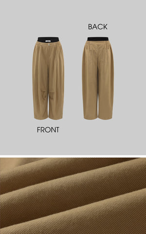 Wide-Leg Pants with Layered Waistband