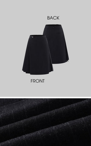 Pleated Pinstripe Skirt