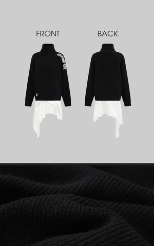 High-Neck Sweater with Embroidered Logo